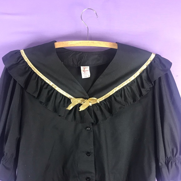 Malco Modes Black w/ Gold Detail Sailor Blouse - Picture 2 of 8